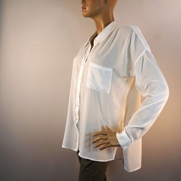 Pacsun LA Hearts Boyfriends Shirt White Button Down Oversized Sz M Paper Thin - Picture 3 of 10